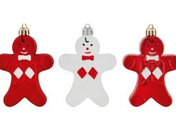 Baumschmuck-Set Lebkuchenmann 3-teilig Rot-Weiß