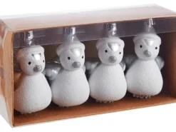 Baumschmuck-Set Pinguin 4-teilig Weiß-Silber