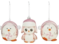 Baumschmuck-Set Pinguine 3-teilig Rosa