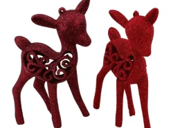 Baumschmuck-Set Rentiere 4-teilig Rot/Burgunder