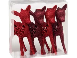 Baumschmuck-Set Rentiere 4-teilig Rot/Burgunder