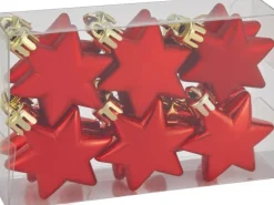 Baumschmuck-Set Sterne 12-teilig 5 cm Rot