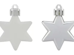 Baumschmuck-Set Sterne 12-teilig 5 cm Silber-Weiß