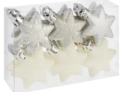 Baumschmuck-Set Sterne 12-teilig Silber