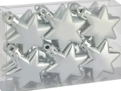 Baumschmuck-Set Sterne 12-teilig 5 cm Silber