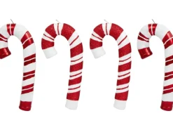 Baumschmuck-Set Zuckerstangen 4-teilig Weiß-Rot