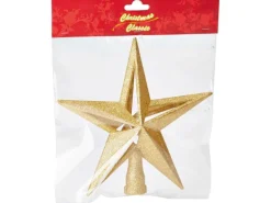 Baumspitze 3D-Stern mit Glitzer Gold 20 cm