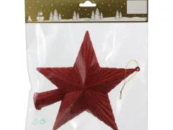 Baumspitze Stern Kunststoff 19 cm Rot Glitter