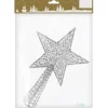 Baumspitze Stern Kunststoff mit Glitter Silber