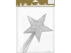 Baumspitze Stern Kunststoff mit Glitter Silber