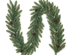 Black Box Trees Girlande Creston mit Tannenzapfen und Beeren Grün frosted Länge
