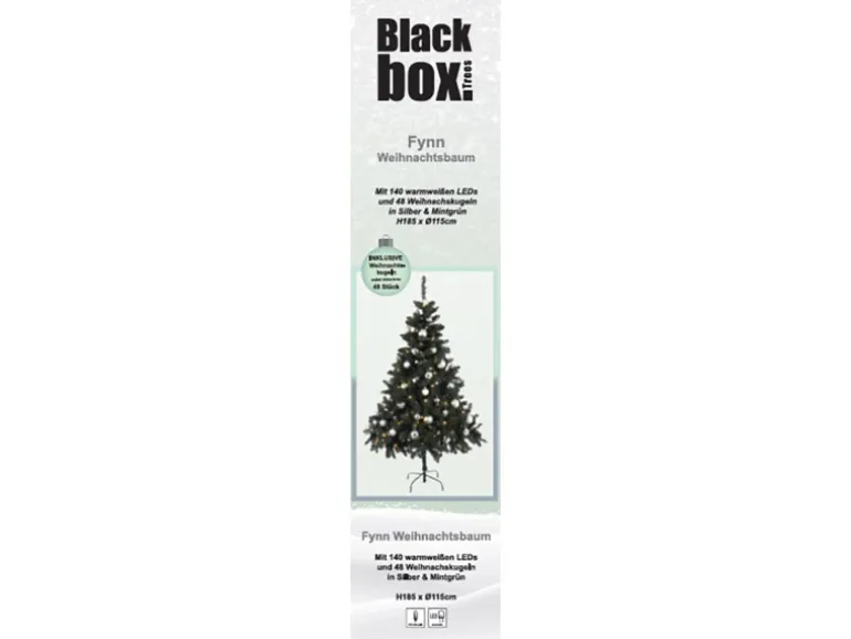 Black Box Trees Weihnachtsbaum Fynn LED Silber-Mintgrün H 185 x Ø 115 cm