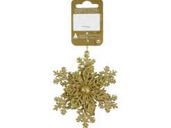 Blume auf Schneeflocke zum Hängen Kunststoff 10 cm Gold