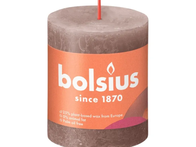 Bolsius Rustik-Kerze Shine 80/68 mm Rustikales Taupe