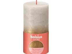 Bolsius Rustik-Kerze Sunset 130/68 mm Sandgrau-Gold