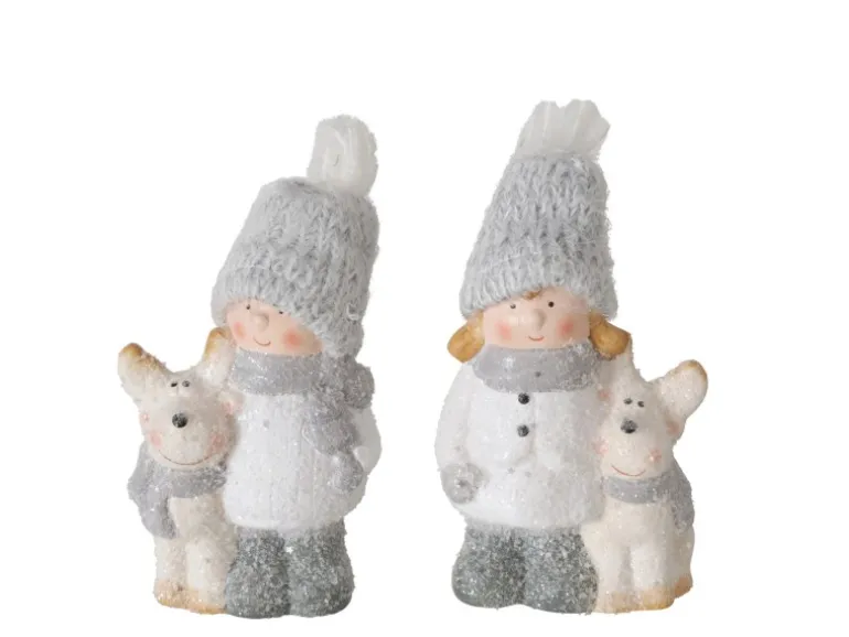 Boltze Deko-Figur Jaylen 2-fach Sortiert Grau-Weiß