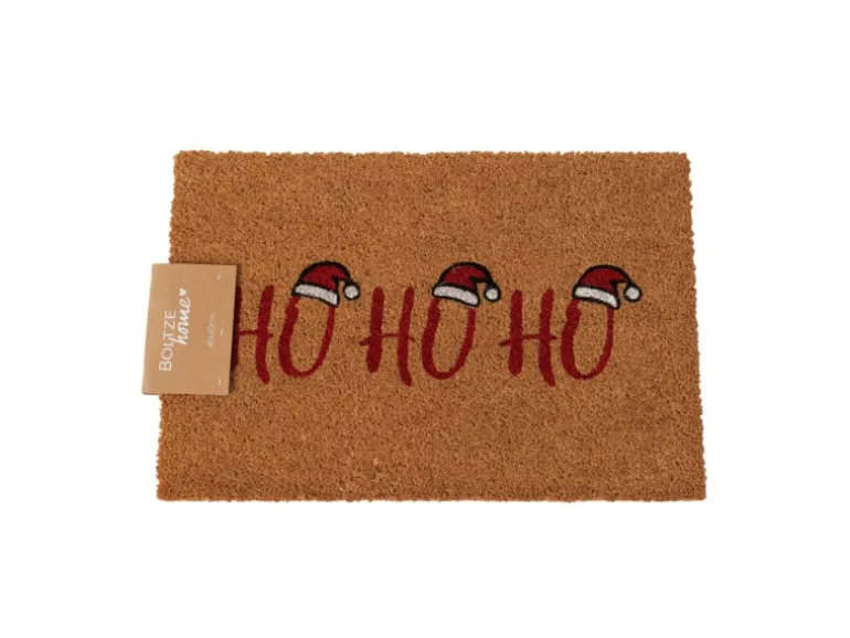 Boltze Fußmatte HoHoHo 60 cm x 40 cm Natur-Rot