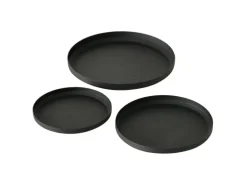 Boltze Kerzenteller-Set Mio 3-teilig Schwarz