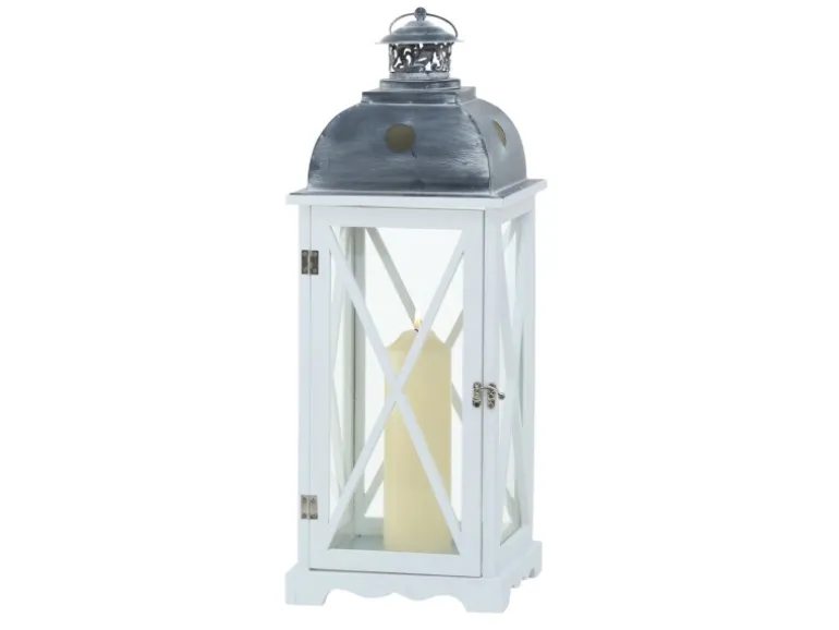 Boltze Laterne Bristol 61 cm x 22 cm x 22 cm Grau-Weiß