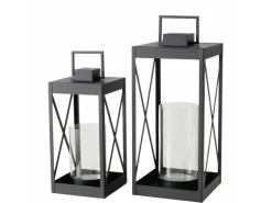 Boltze Laterne-Set Xenia Schwarz 2-teilig