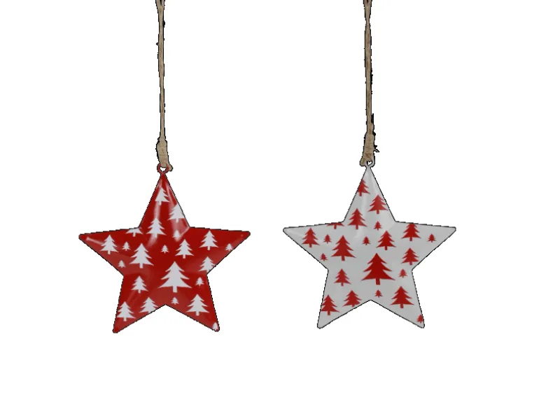 Boltze Stern-Weihnachtsanhänger Tilio 6 x 6 x 6 cm Rot-Weiß 8-fach sortiert