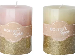 Boltze Stumpenkerze Praga 2er-Set Mehrfarbig