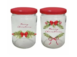 Boltze Vorratsglas Noelle Rund 8,6 x 8,6 x 13 cm Mehrfarbig 2-fach sortiert