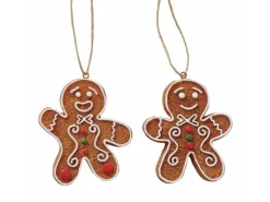 Boltze Weihnachtsanhänger Ginger 6,5 cm x 1 cm x 7 cm Braun 2-fach sortiert