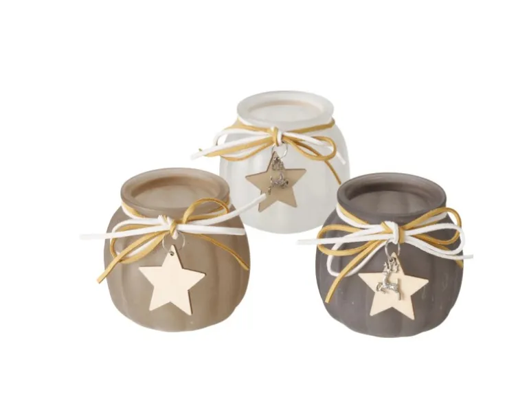 Boltze Windlicht Frosty Ø 8 cm x 7,3 cm Farbenauswahl