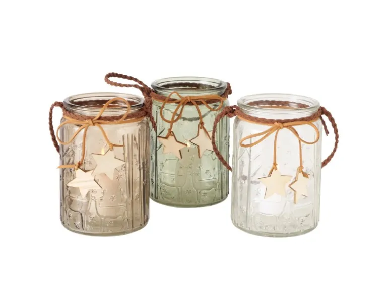 Boltze Windlicht Malina 3-fach Sortiert Mehrfarbig