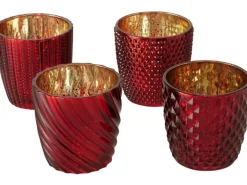 Boltze Windlicht Matia 4-fach sortiert Rot