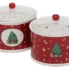 Boltze Xmas Vorratsdose Delight 2-fach sortiert Rot-Weiß