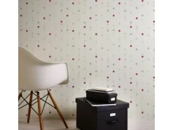 Bricoflor Gestreifte Tapete mit Punkten Kinderzimmer und Wohnzimmer Vliestapete in Pink Rosa Grau Gepunktete Wandtapete mit Vinyl