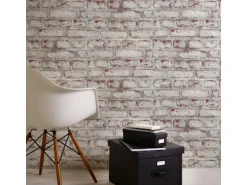 Bricoflor Klinker Tapete in Weiß und Rot Loft Style Tapete in Backstein Optik Vliestapete im Ziegelstein Look für Küche und Wohnzimmer