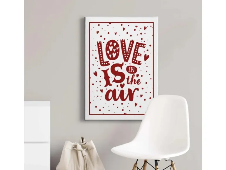 Bricoflor Love Is In The Air Bild Schlafzimmer Und Wohnzimmer Bild Mit Spruch Weihnachtsbild Auf Leinwand Mit Herzen Und Punkten