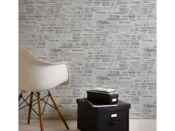 Bricoflor Moderne Steinwand Tapete in Hellgrau Mauertapete in Naturstein Optik Ideal für Wohnzimmer und Schlafzimmer