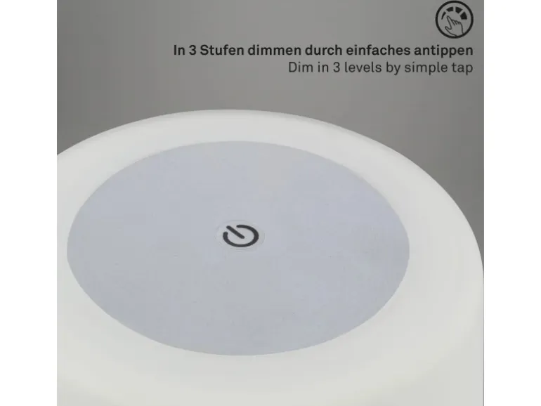 Brilo Akku-Tischleuchte Lama Chrom-Matt 3W