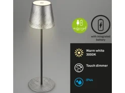 Brilo Akku-Tischleuchte mit Perforierung Antiksilber-Schwarz 2,6W