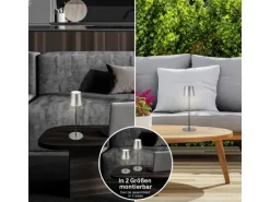 Brilo Akku-Tischleuchte mit Perforierung Antiksilber-Schwarz 2,6W