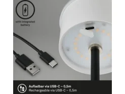 Brilo Akku-Tischleuchte mit Perforierung Antiksilber-Schwarz 2,6W