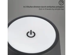 Brilo Akku-Tischleuchte mit Perforierung Schwarz-Holzfarben 2,6W