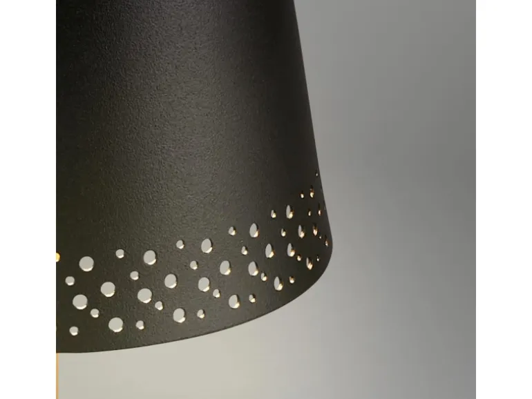 Brilo Akku-Tischleuchte mit Perforierung Schwarz-Holzfarben 2,6W
