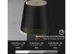 Brilo Akku-Tischleuchte mit Perforierung Schwarz-Holzfarben 2,6W
