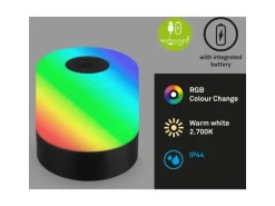 Brilo Akku-Tischleuchte Smal Schwarz 1,5W mit RGB