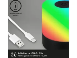 Brilo Akku-Tischleuchte Smal Schwarz 1,5W mit RGB
