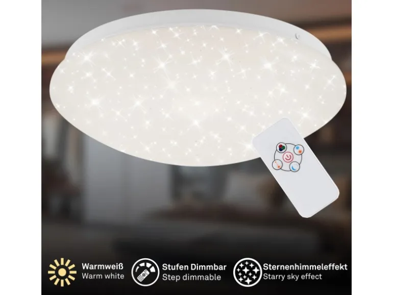 Brilo LED Deckenleuchte Moon RGB+W Dimmbar Fernbedienung 26 cm Weiß