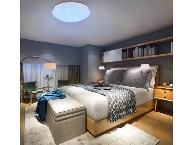 Brilo LED Deckenleuchte Moon RGB+W Dimmbar Fernbedienung 26 cm Weiß