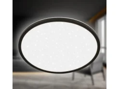 Brilo LED-Panel Slim Sternenhimmel Neutralweiß Schwarz 3,3 cm x Ø 37,5 cm