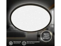 Brilo LED-Panel Slim Sternenhimmel Neutralweiß Schwarz 3,3 cm x Ø 37,5 cm