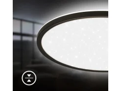 Brilo LED-Panel Slim Sternenhimmel Neutralweiß Schwarz 3,3 cm x Ø 37,5 cm